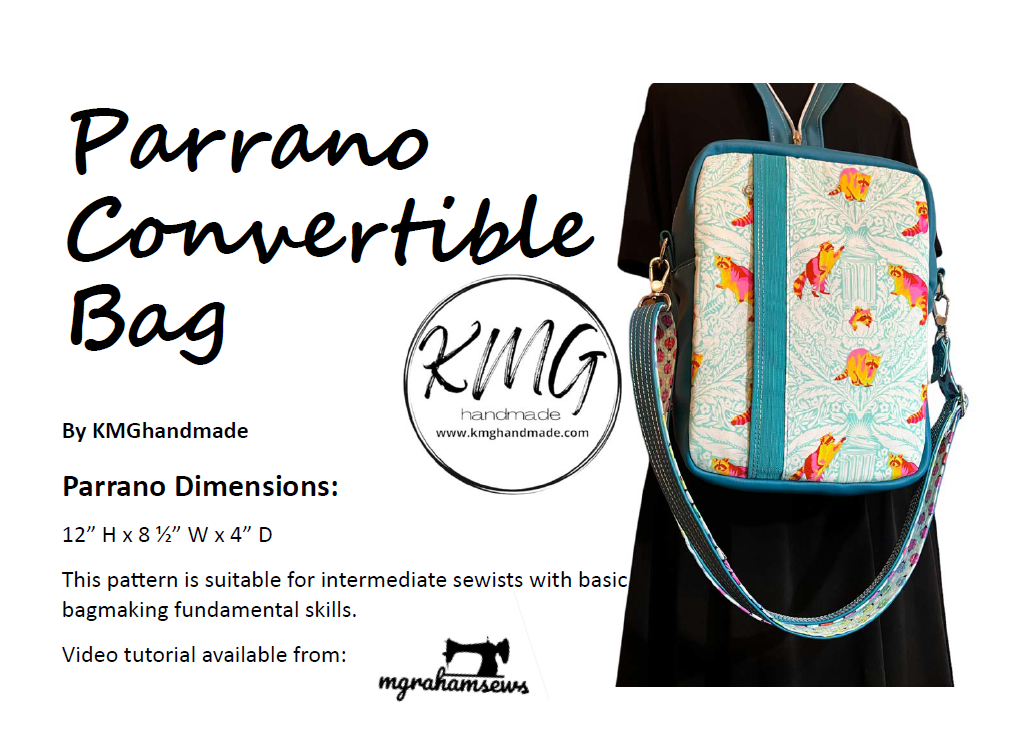 PDF Pattern and Video Tutorial Parrano Convertible Bag by