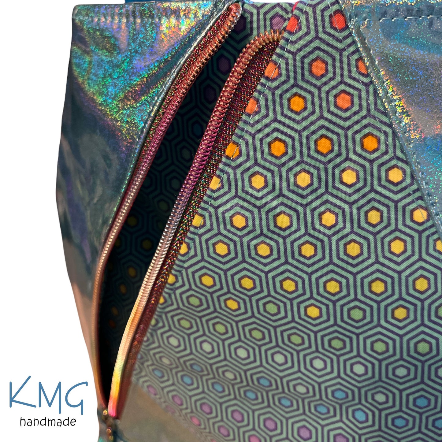 KMGhandmade Original Compass Crossbody Bag - Aqua Sparkle & Hexy