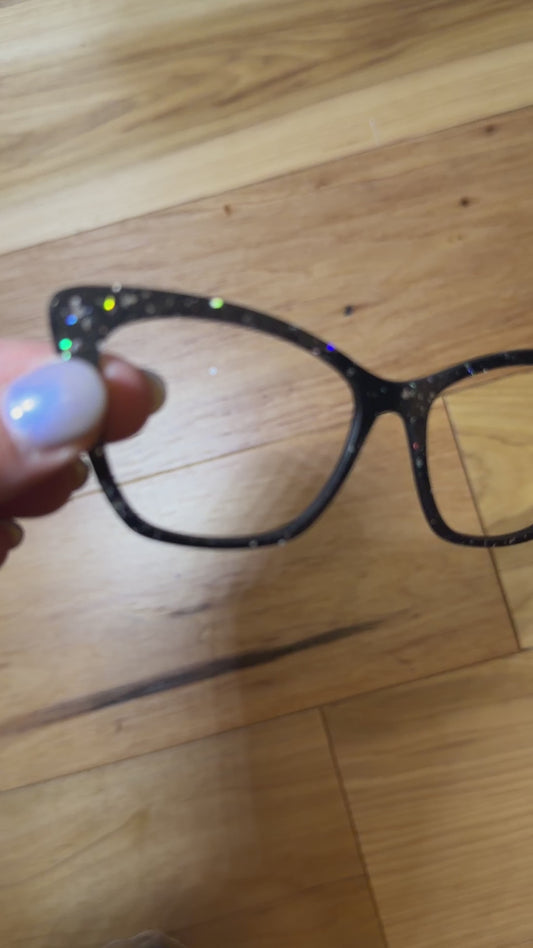 Wanda - Pair Eyewear -  Black Holographic Flakes