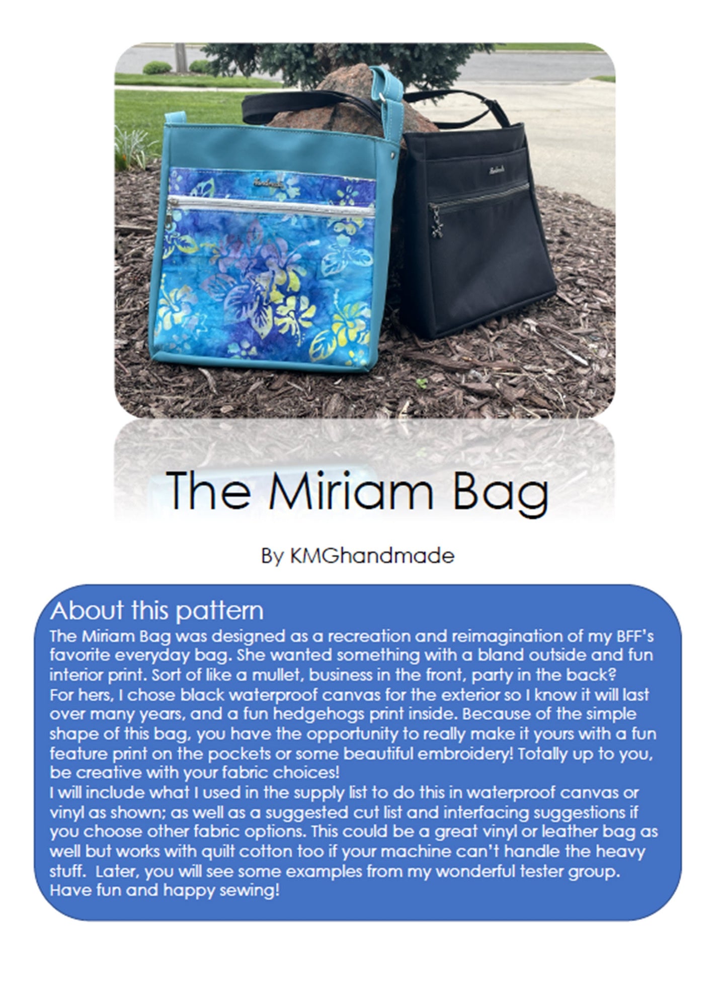 PDF Pattern and Video Tutorial - The Miriam Bag by KMGhandmade