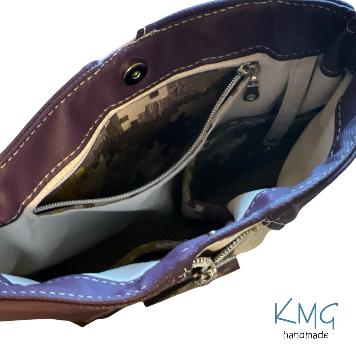 KMGhandmade Original Compass Crossbody Bag - Purple Puzzles