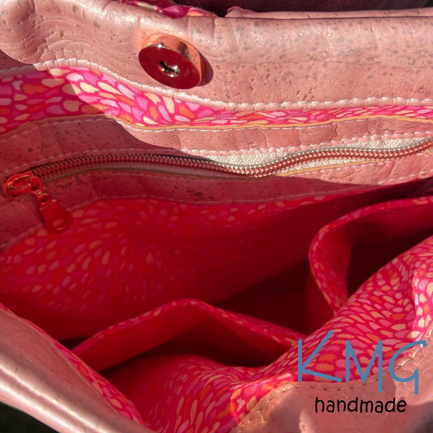 KMGhandmade Original Compass Crossbody Bag - Pink Natural Cork